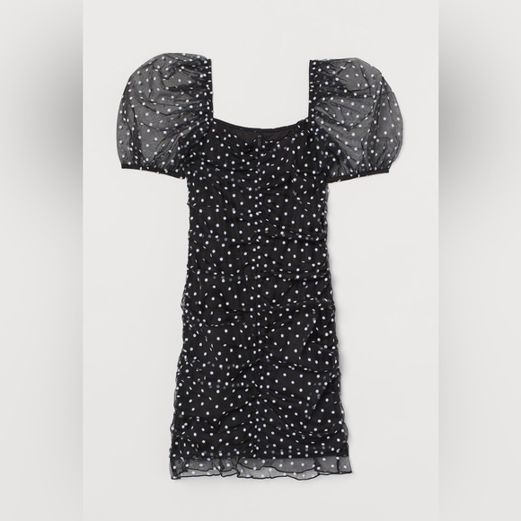 H&M Puff Sleeve Polka Mini Dress - Picture 2 of 4